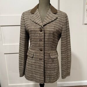 Larry Levine Brown Houndstooth Blazer